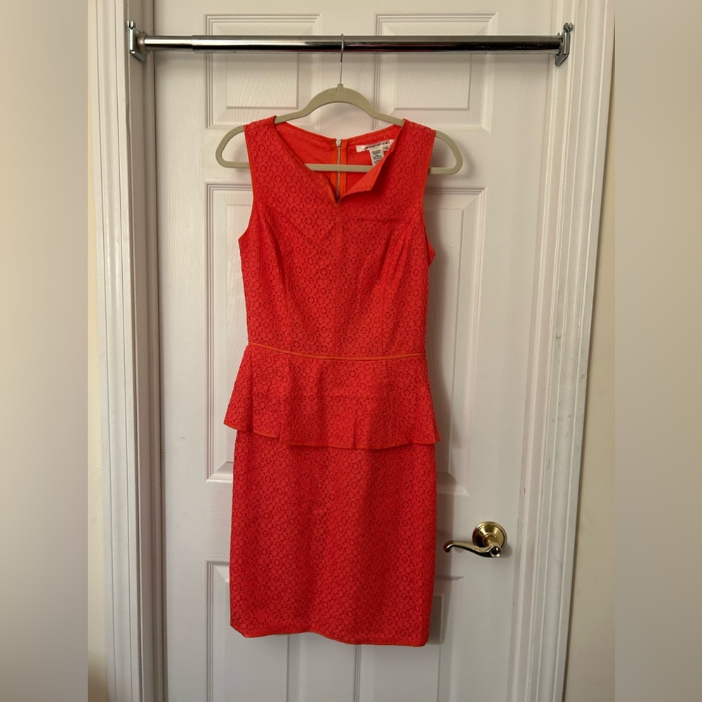 Max Studio Dress Orange Eyelet Lace Womens Size Xs 100% Cotton nwot